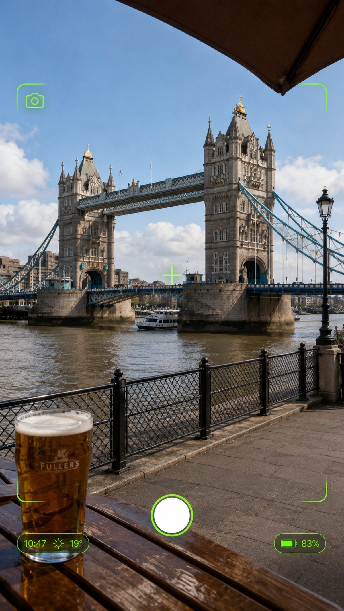12MP camera view from Rokid AI glasses on a London street