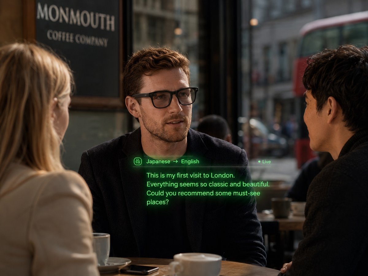 Live translation shown in view during a conversation in London